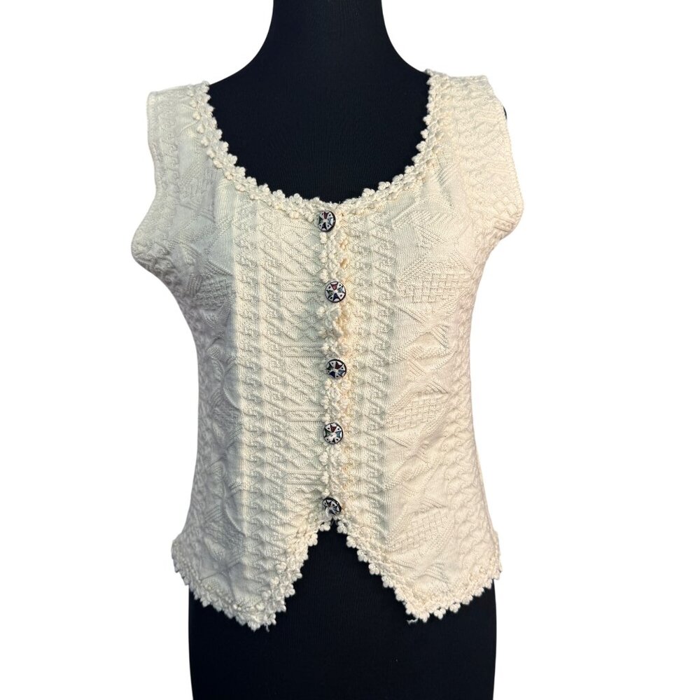 Hand Loomed Cotton Salsa Peru Womens Sleeveless Cardigan Size XL